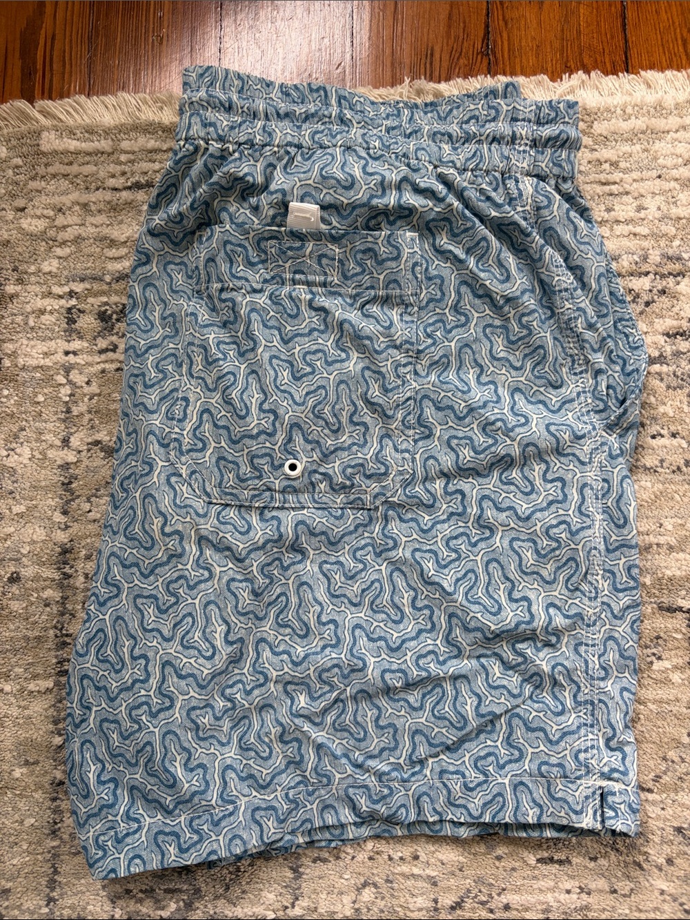 Todd Snyder Light Blue Abstract Print Men's Swim Shorts